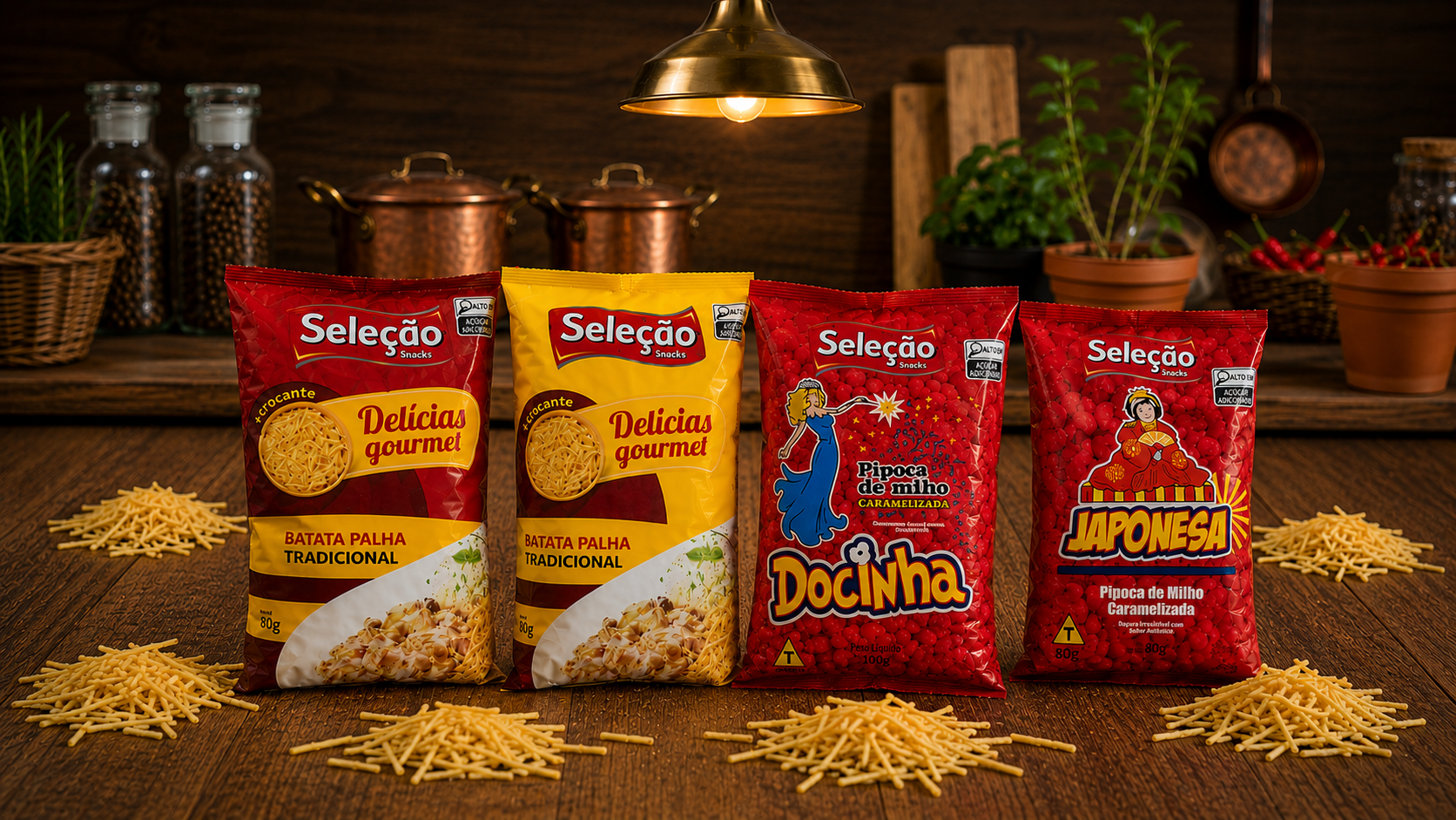 Batata palha e pipoca doce